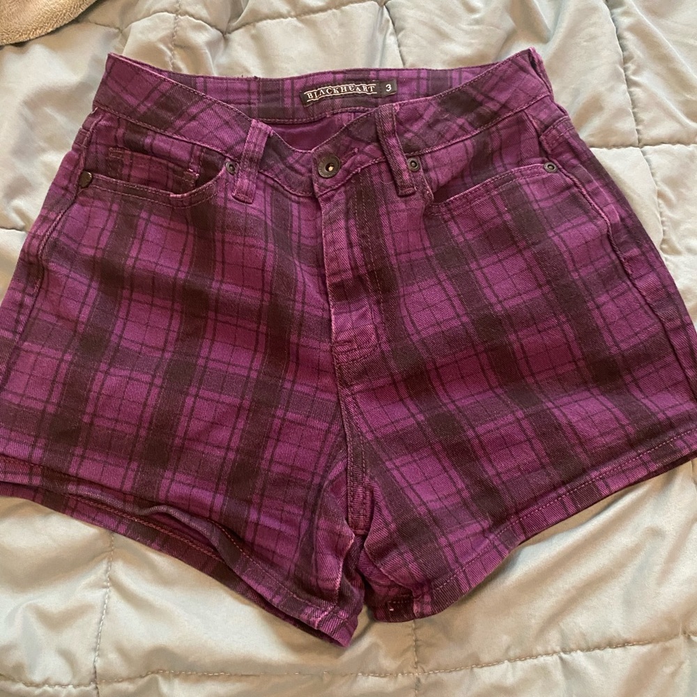 Size 3 purple/black plaid shorts